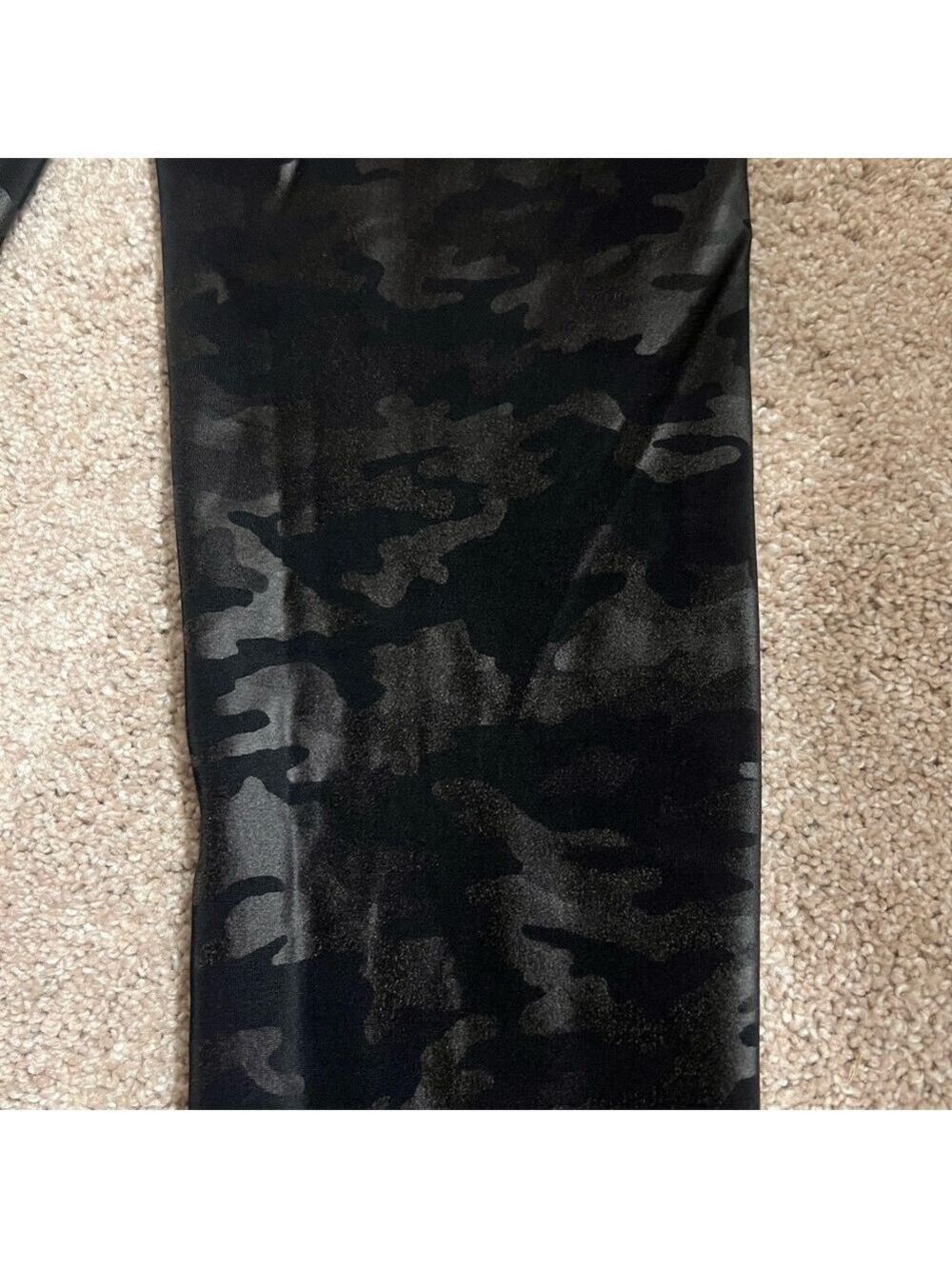 SPANX Black Faux Leather Camo Leggings Petite Length - Picture 5 of 6